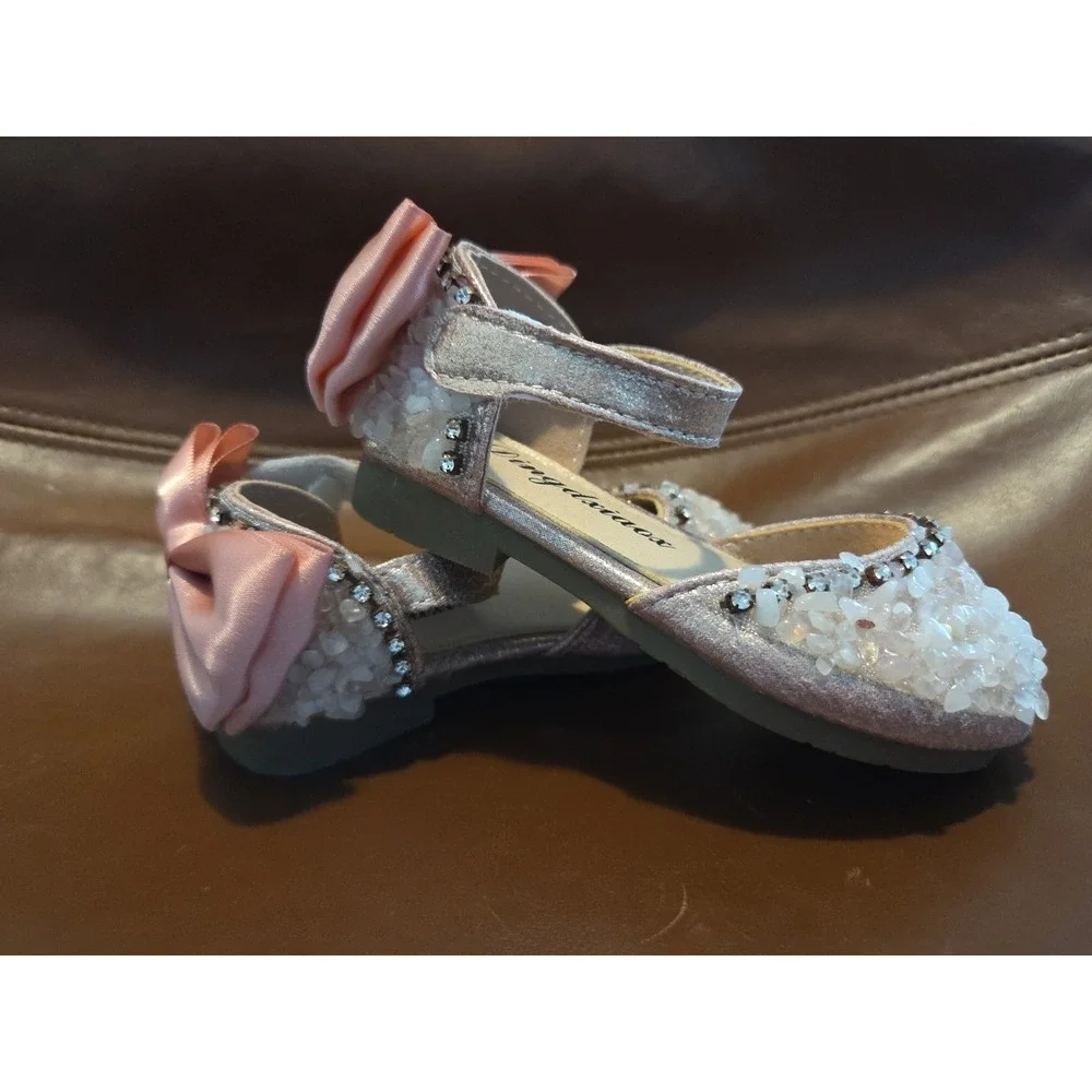 DINGDXIAOX‎ RIBBON GLITTER Pink BABY TODDLER SHOES SANDALS Size 6.5 US 22 EUR